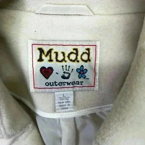 Mudd Cream Colored Peat Coat Big Girls size L 14/16 cute Wool Blend Fall Warm - Picture 2 of 6